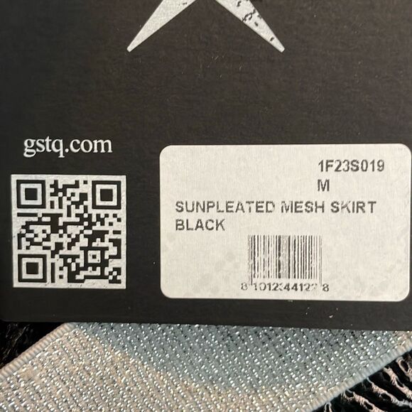 GSTQ Sun Pleated Mesh Pull-On Midi Skirt Black Semi-Sheer M - Picture 10 of 10